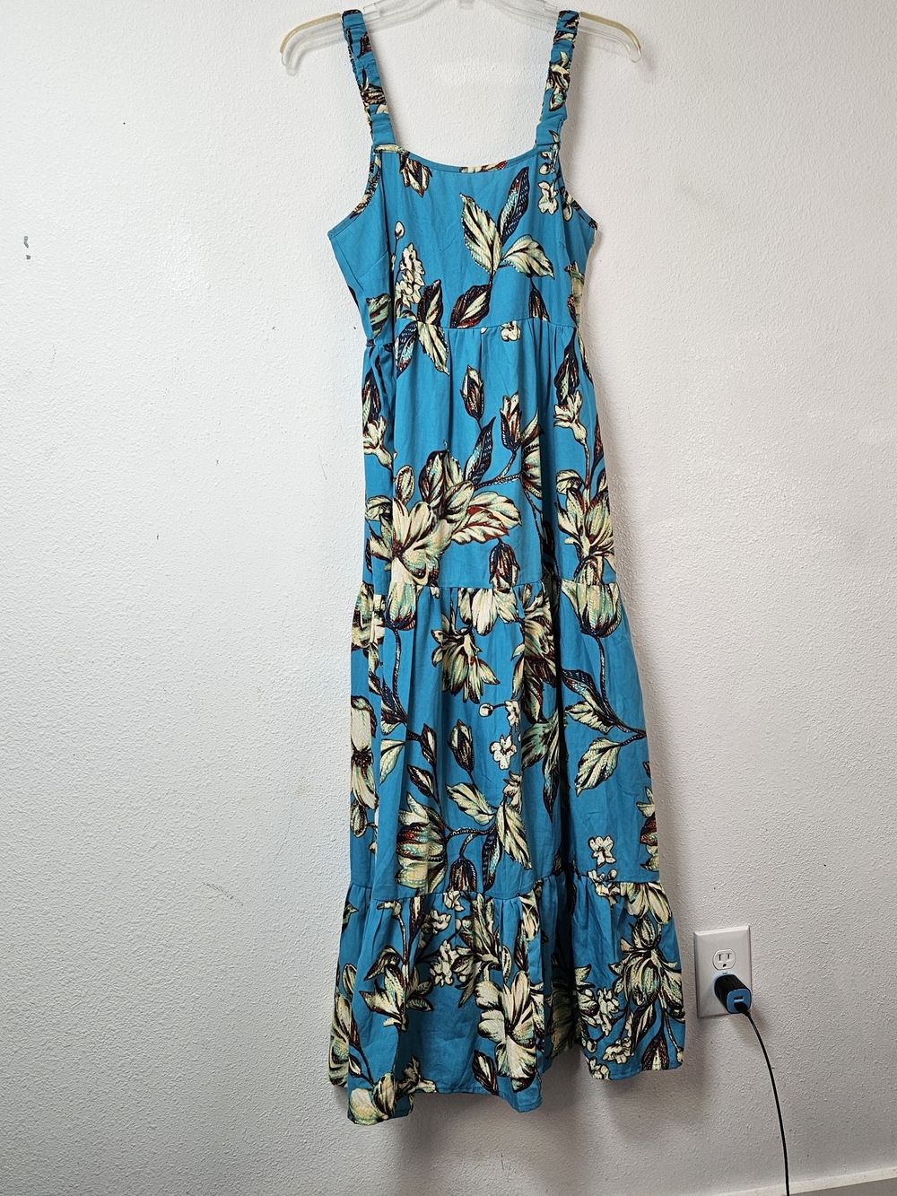 Band Of The Free Turquoise Floral Maxi Sundress with Straps Size Small